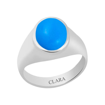 Certified Turquoise Firoza Bold Silver Ring 8.3cts or 9.25ratti