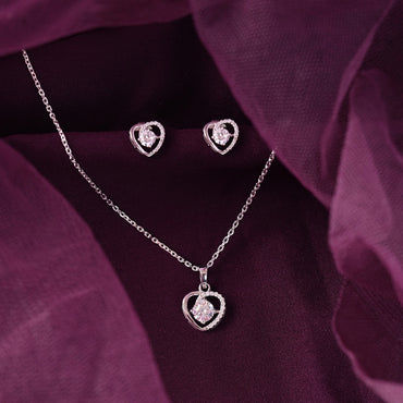 Silver Zola Heart Jewellery Set