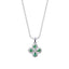 CLARA 925 Sterling Silver Green Flower Pendant Chain Necklace 