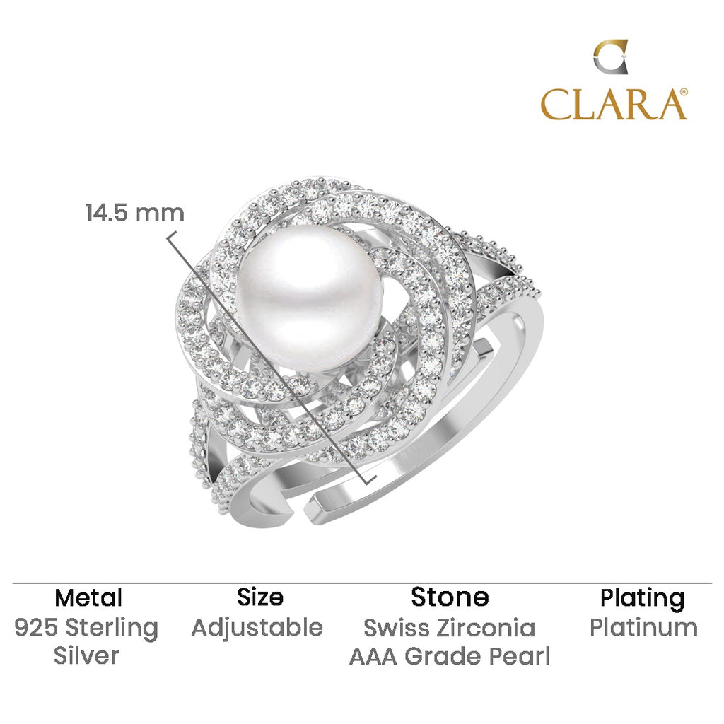 Silver Capree Real Pearl Size Adjustable Ring