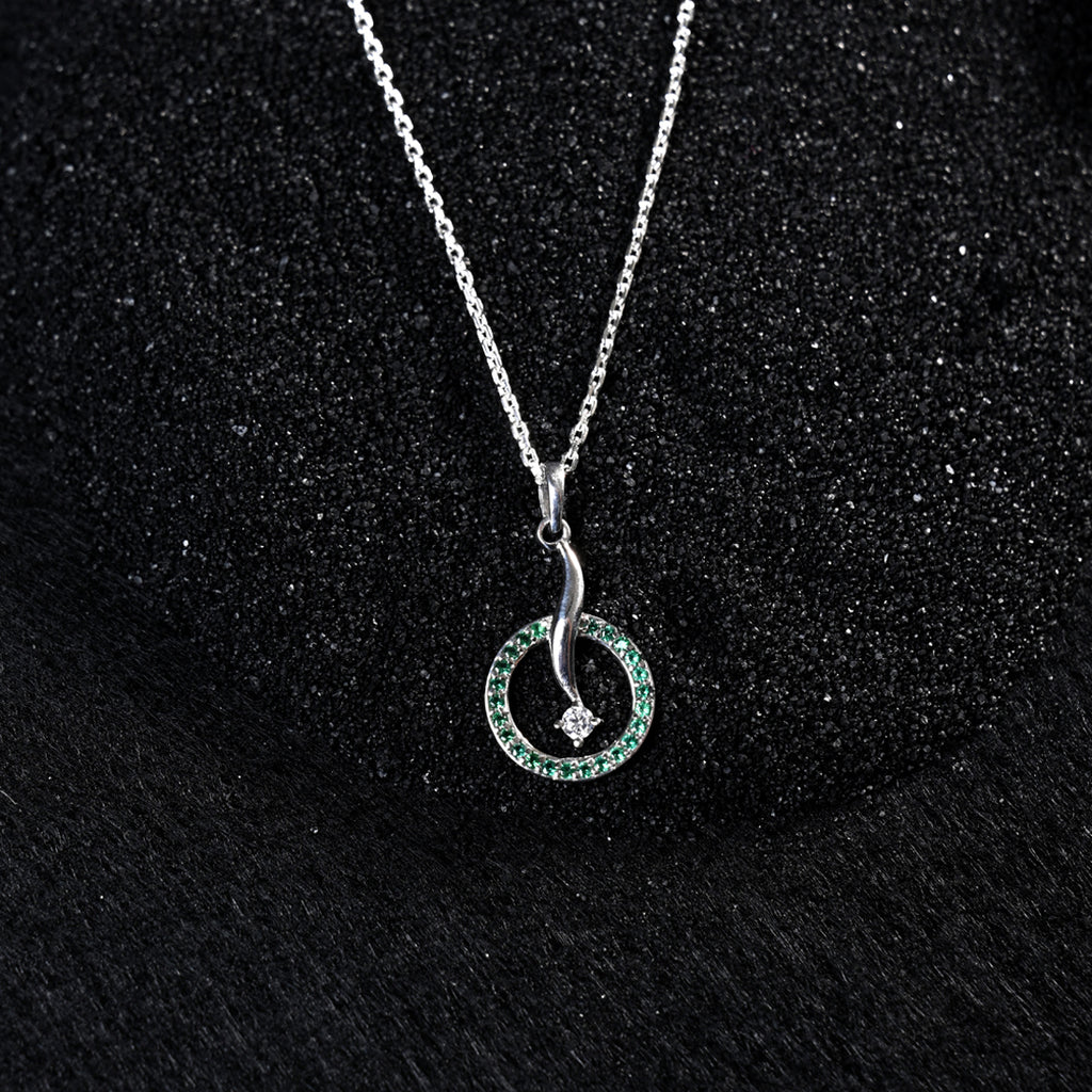 CLARA 925 Sterling Silver Verde Pendant Chain Necklace 