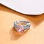 CLARA 925 Sterling Silver Size Adjustable Tove Pink Solitaire Wedding Ring