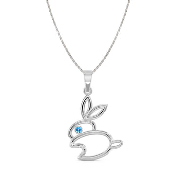 CLARA 925 Sterling Silver Rabbit Pendant Chain Necklace 