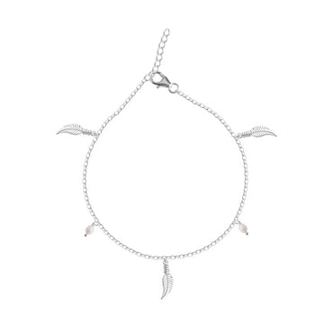 CLARA 925 Sterling Silver Leaf Anklet Payal ( Single ) Adjustable Chain Gift for Women and Girls