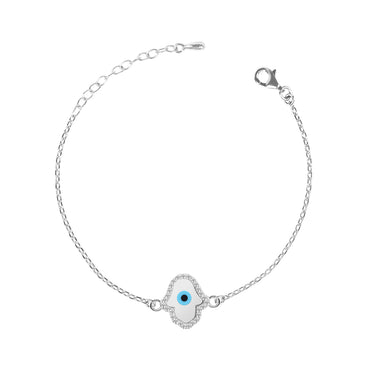CLARA 925 Sterling Silver Evil Eye Hamsa Hand Bracelet