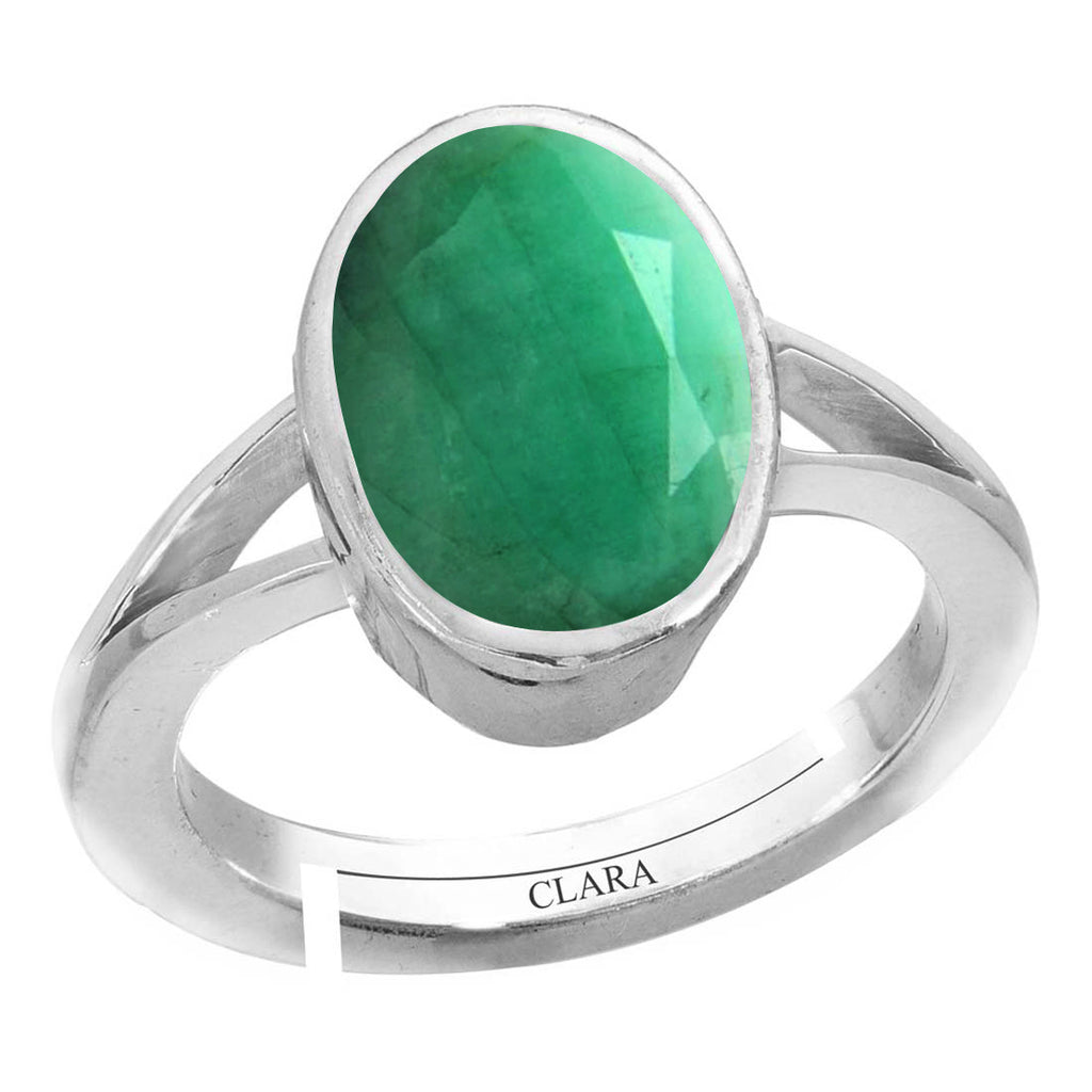 Certified Emerald Panna 3cts or 3.25ratti 92.5 Sterling Silver Adjustable Ring