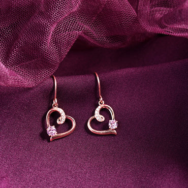 Silver Pink Heart Earrings