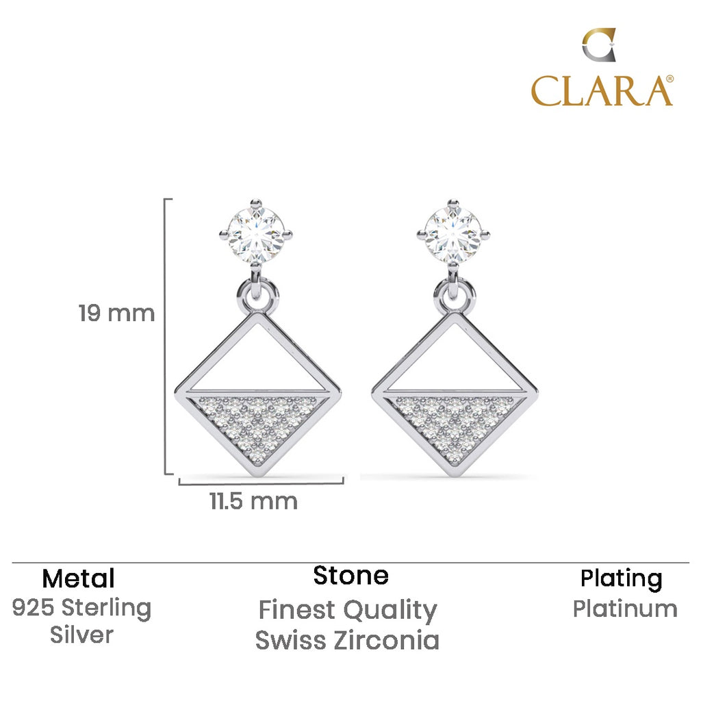 Silver Zeta Square Earrings