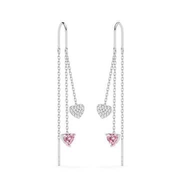 Silver Heart Tassel Sui Dhaga Threader Earrings