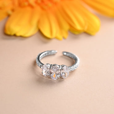 CLARA 925 Sterling Silver Size Adjustable Eloise Three Oval Ring 