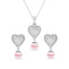 Silver Nazy Pink Pearl Heart Jewellery Set