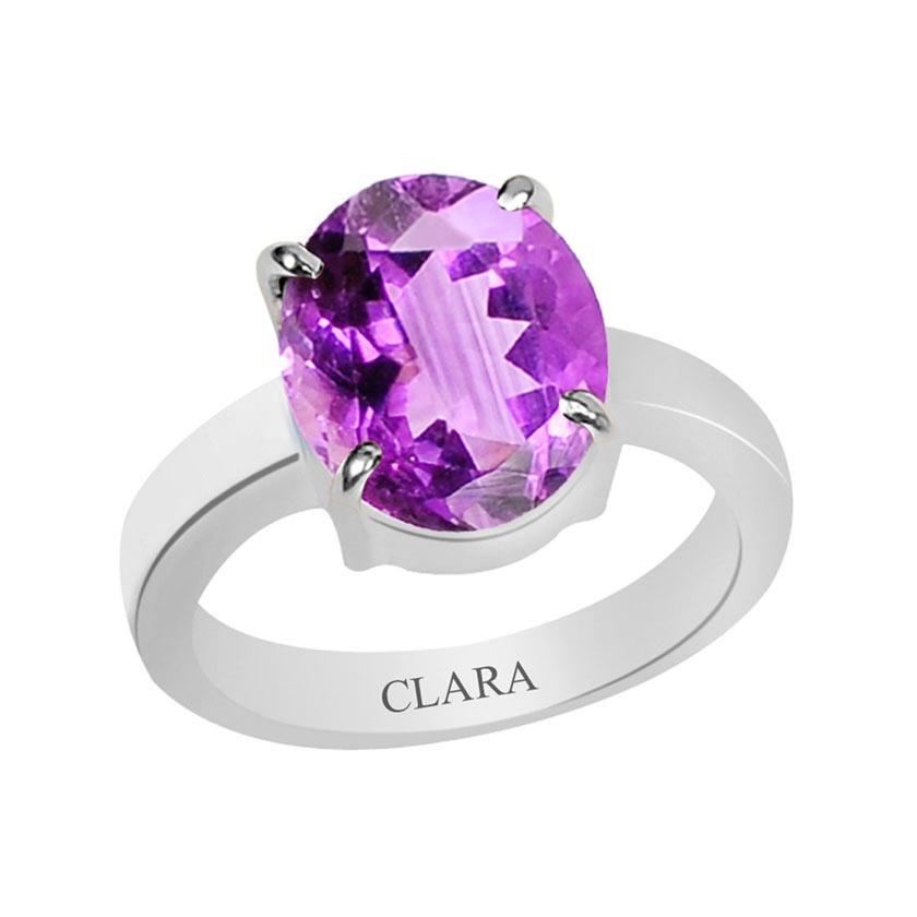 Certified Amethyst (Katela) Prongs Silver Ring 3cts or 3.25ratti