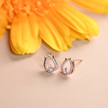 Silver Lotus Stud Earrings 