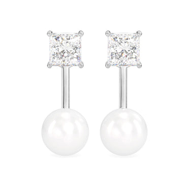 CLARA 925 Sterling Silver Pearl Separable Earrings | Rhodium Plated, Swiss Zirconia , Screw Back | Gift for Women & Girls