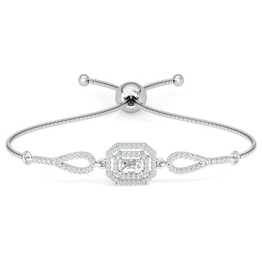 CLARA 925 Pure Silver Octa Solitaire Hand Bracelet