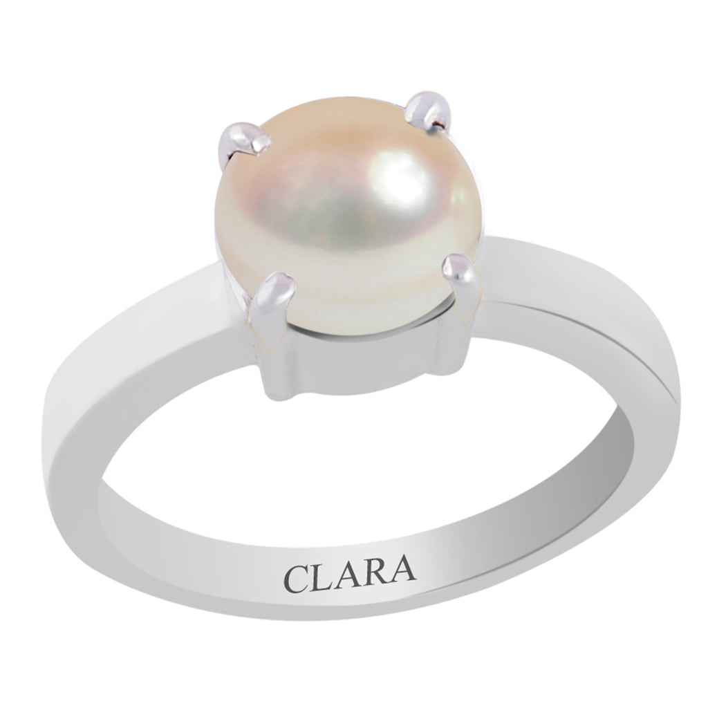 Certified Pearl Moti Prongs Silver Ring 9.3cts or 10.25ratti