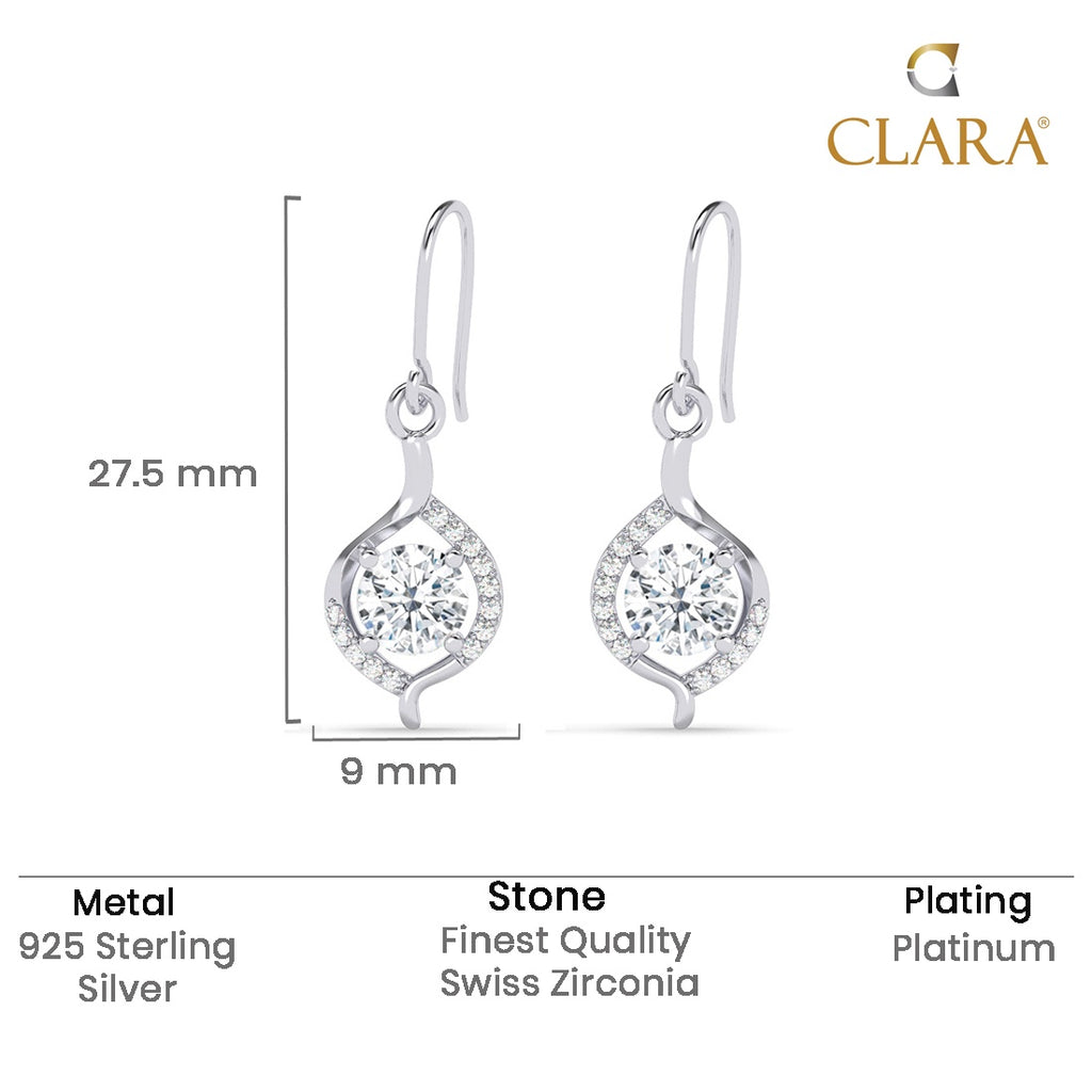 Silver Etta Solitaire Dangle Drop Earrings