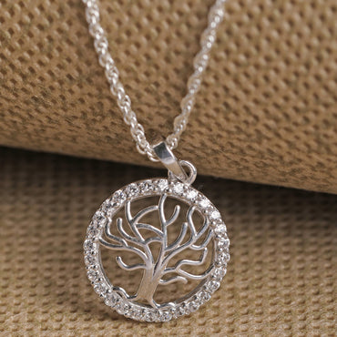 CLARA 925 Sterling Silver Tree of Life Pendant Chain Necklace 