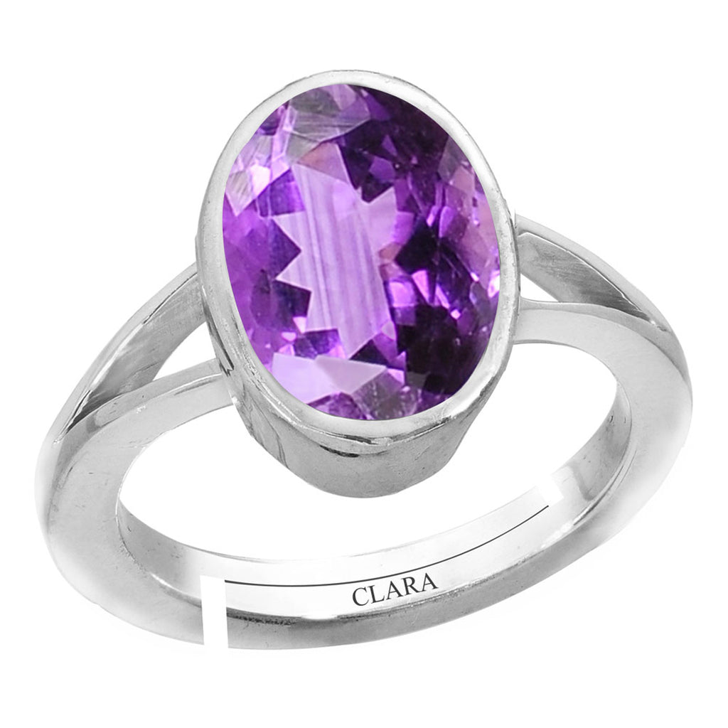 Certified Amethyst Katela 6.5cts or 7.25ratti 92.5 Sterling Silver Adjustable Ring
