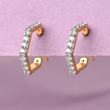 CLARA 925 Sterling Silver Hexa Hoop and Huggies Earrings 