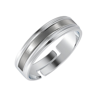 CLARA Pure 925 Sterling Silver Eternity Adjustable Ring Gift for Men and Boys | Partial Matte Finish