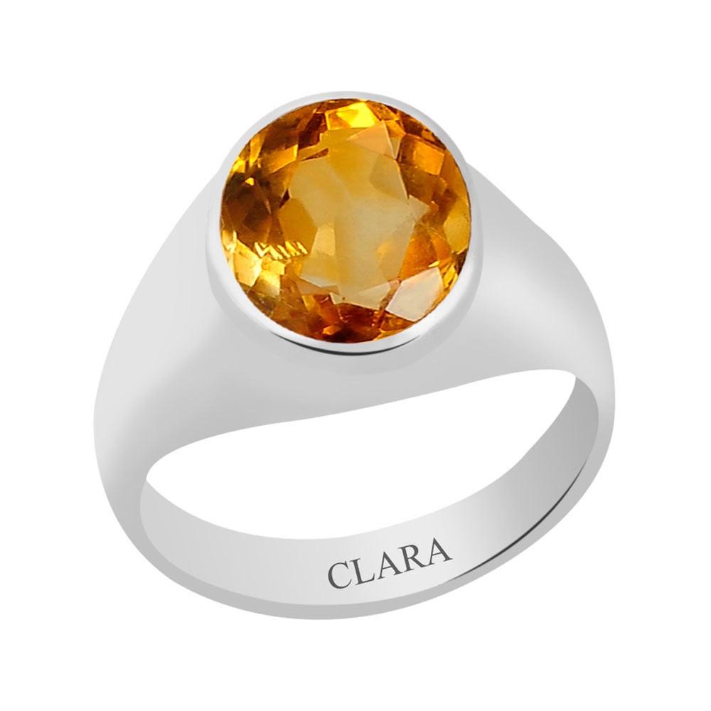 Certified Citrine Sunehla Bold Silver Ring 3cts or 3.25ratti