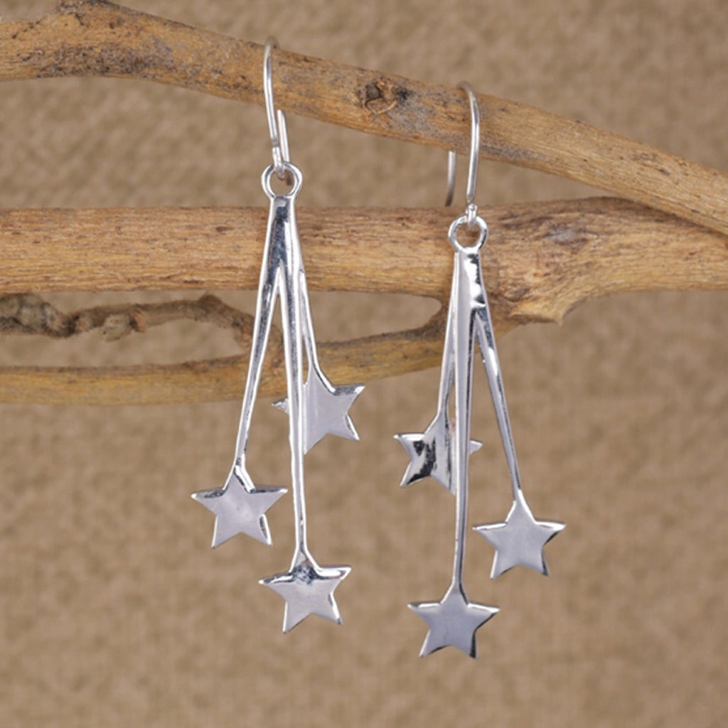 Silver Marley Star Long Earrings