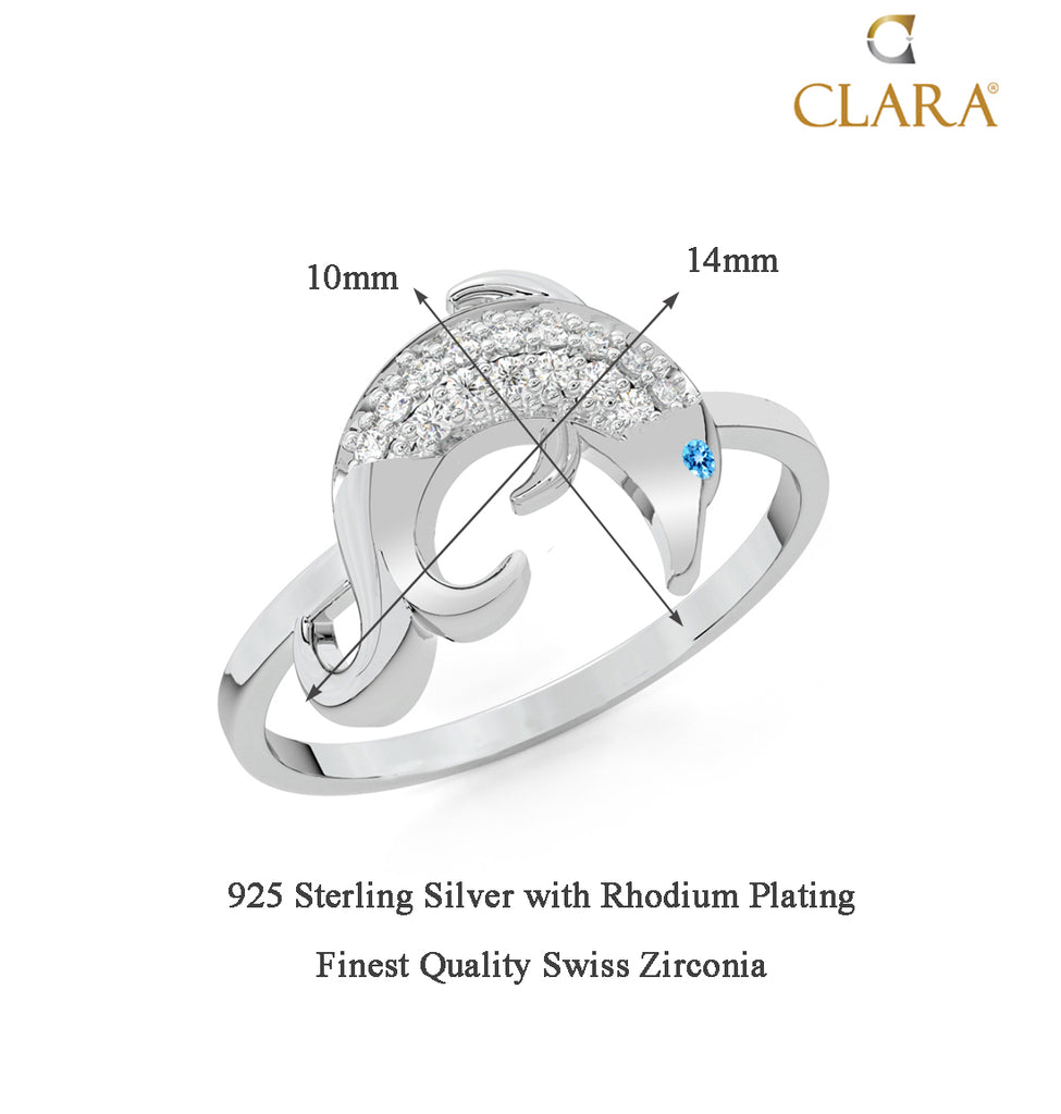 CLARA 925 Sterling Silver Dolphin Ring 