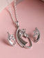 CLARA 925 Sterling Silver Orla Pendant Earring Chain Jewellery Set Rhodium Plated, Swiss Zirconia Gift for Women & Girls