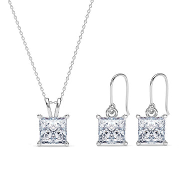 Silver Russo Square Solitaire Jewellery Set