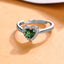 CLARA 925 Sterling Silver Size Adjustable Grethe Green Heart Solitaire Ring