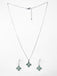 CLARA 925 Sterling Silver Green Flower Pendant Earring Chain Jewellery Set 