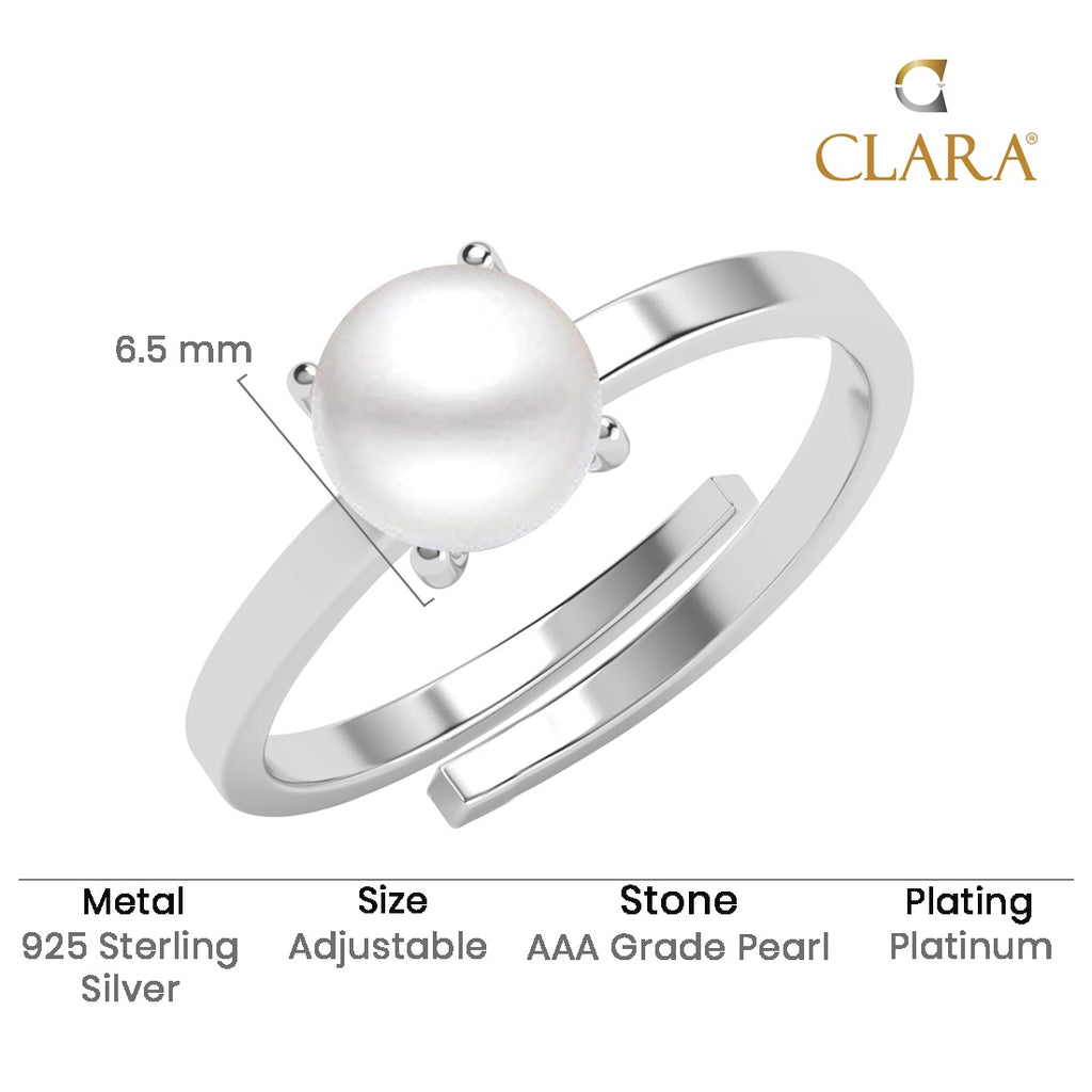 Silver Fiora Real Pearl Size Adjustable Ring