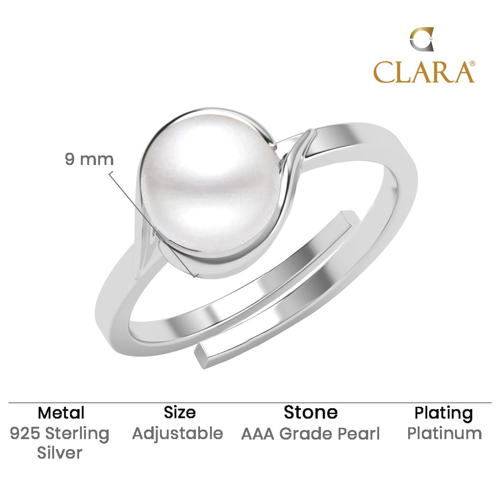 Silver Sicily Real Pearl Size Adjustable Ring