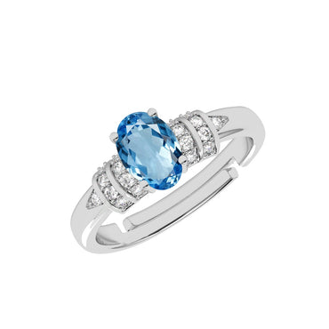 Silver Juni Blue Oval Solitaire Ring
