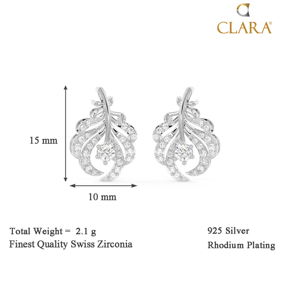 CLARA 925 Sterling Silver Nusa Earrings with Screw Back 