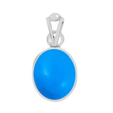 Certified Turquoise (Firoza) Silver Pendant 7.5cts or 8.25ratti