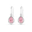 Silver Jino Pink Pear Solitaire Dangle Drop Earrings