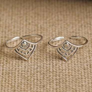 CLARA 925 Sterling Silver Ethnic Toe Rings Pair 