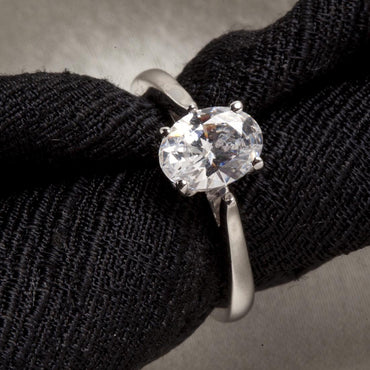 Silver Oval Solitaire Ring
