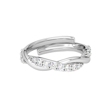 CLARA Pure 925 Sterling Silver Twist Finger Ring with Adjustable Band