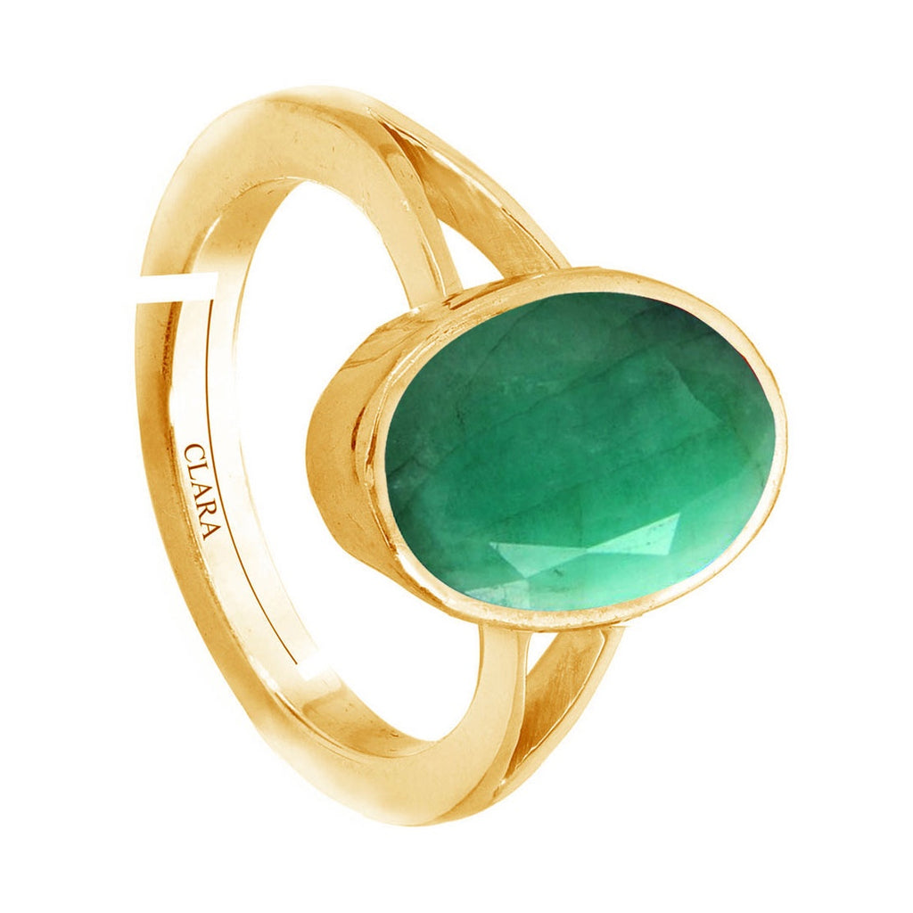 CLARA Certified Original Emerald Panna Gemstone 3.25 to 10.25 ratti or 3 to 9.3 carat Panchdhatu adjustable Ring for Men & Women