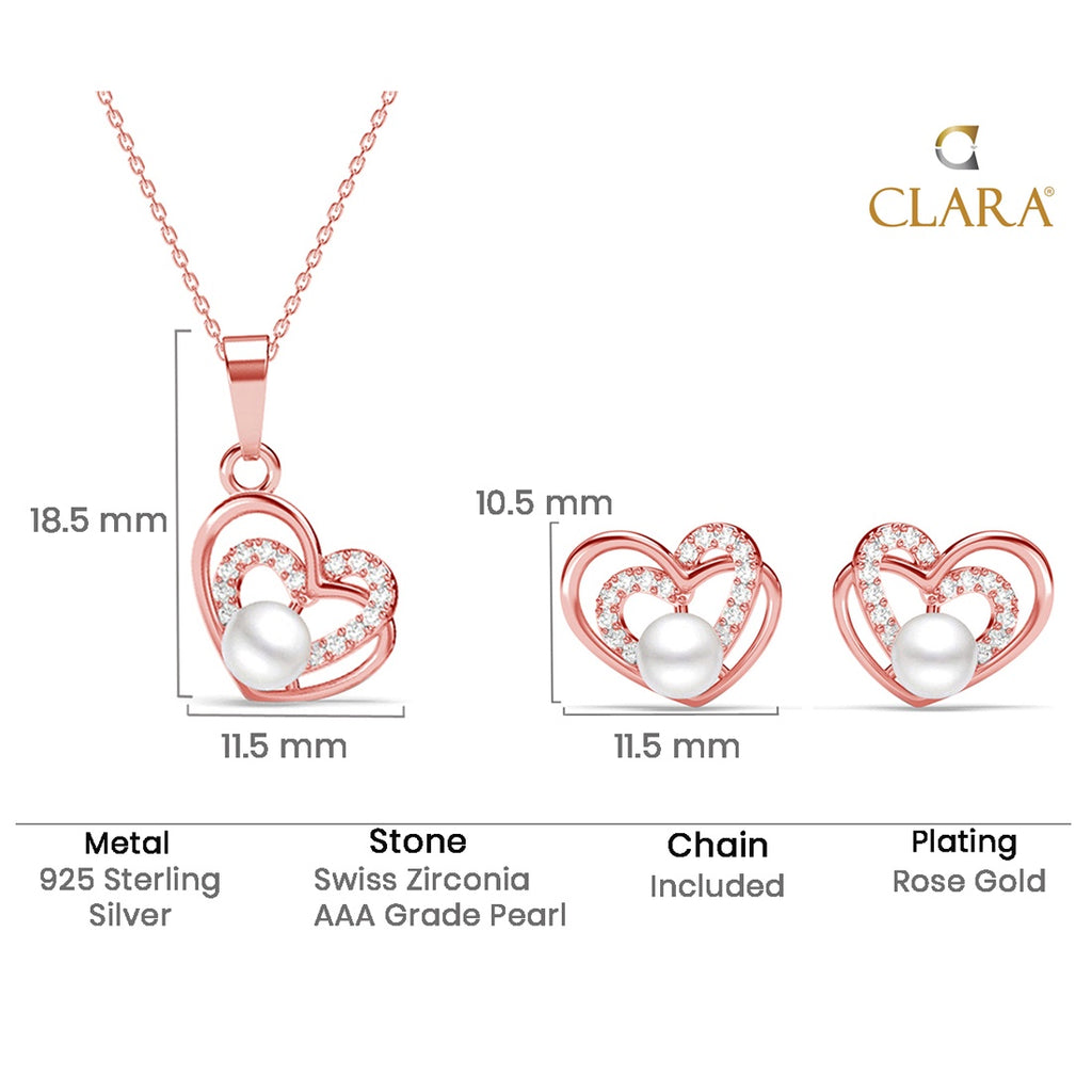 Silver Adah Freshwater Pearl Heart Jewellery Set