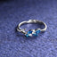 CLARA 925 Sterling Silver Size Adjustable Tonje Curved Blue Leaf Ring