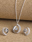 CLARA 925 Sterling Silver Rosa Pendant Earring Chain Jewellery Set Rhodium Plated, Swiss Zirconia Gift for Women & Girls