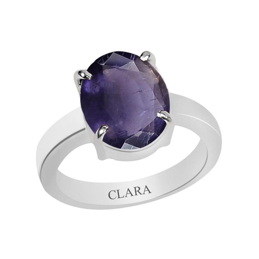 Certified Iolite Neeli Prongs Silver Ring 9.3cts or 10.25ratti