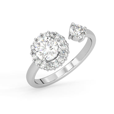 CLARA Pure 925 Sterling Silver Solitaire Finger Ring with Adjustable Band 