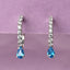 CLARA 925 Sterling Silver Sky Blue Hoop Bali Earrings Rhodium Plated, Swiss Zirconia Gift for Women & Girls