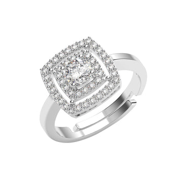 Silver Luna Cushion Cut Halo Ring