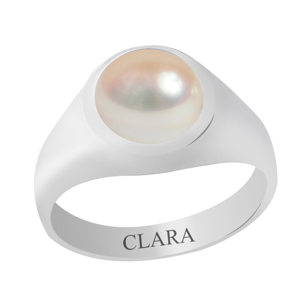 Certified Pearl Moti Bold Silver Ring 3cts or 3.25ratti